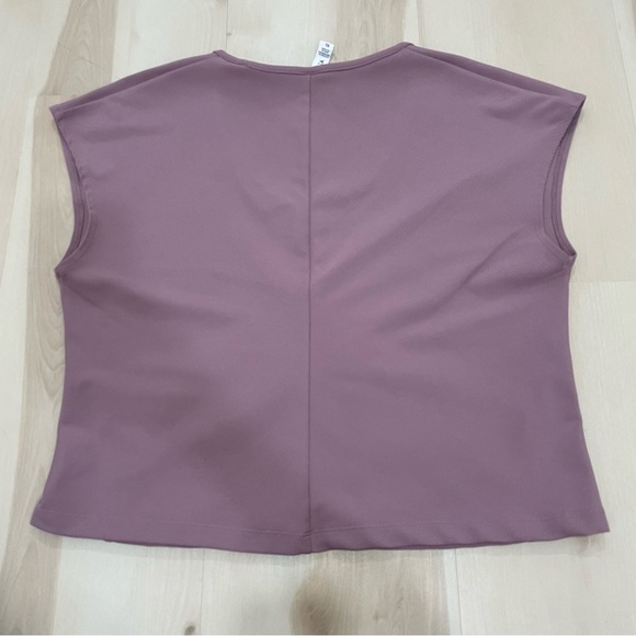 Athleta Bayview Ribbed Flora Mauve Faux Wrap Cap Short Sleeve Stretch SzXL - Picture 8 of 16